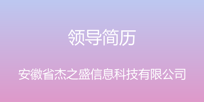 领导简历 - 安徽省杰之盛信息科技有限公司