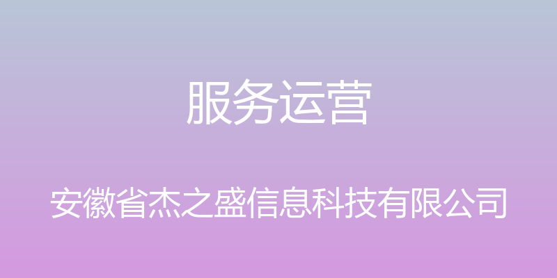 服务运营 - 安徽省杰之盛信息科技有限公司